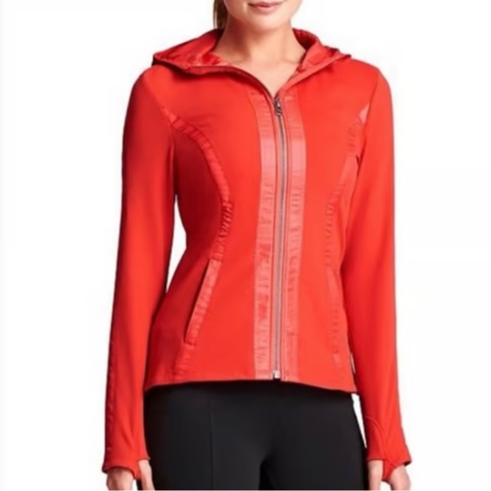 Athleta Full Zip Hooded Verbier Jacket Red Size Small